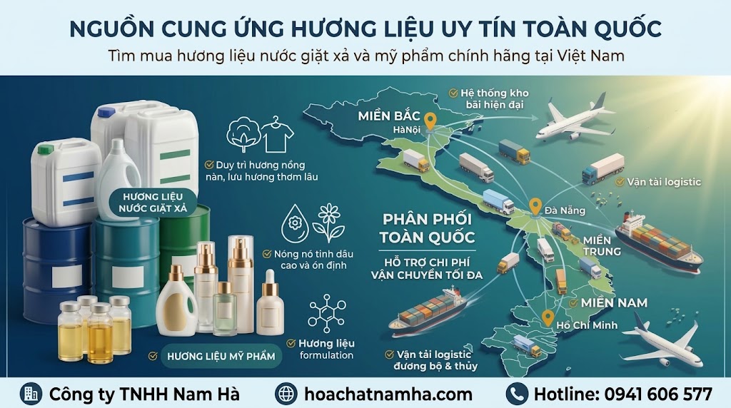 Nguồn cung ứng hương liệu cho nước giặt xả và mỹ phẩm uy tín toàn quốc