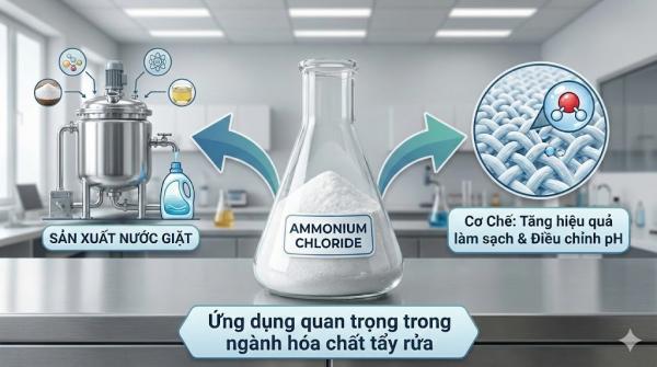 Ammonium Chloride (Muối Lạnh) Trong Sản Xuất Nước Giặt: 