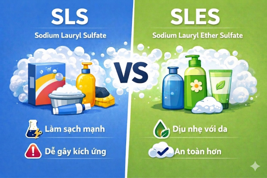 SLS và SLES khác nhau như thế nào? So sánh hai chất tạo bọt phổ biến trong mỹ phẩm