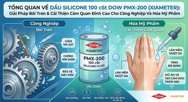 Tổng Quan Về Dầu Silicone 100 cSt Dow PMX-200 (Xiameter): Giải Pháp Bôi Trơn & Cải Thiện Cảm Quan Đỉnh Cao Cho Công Nghiệp Và Hóa Mỹ Phẩm